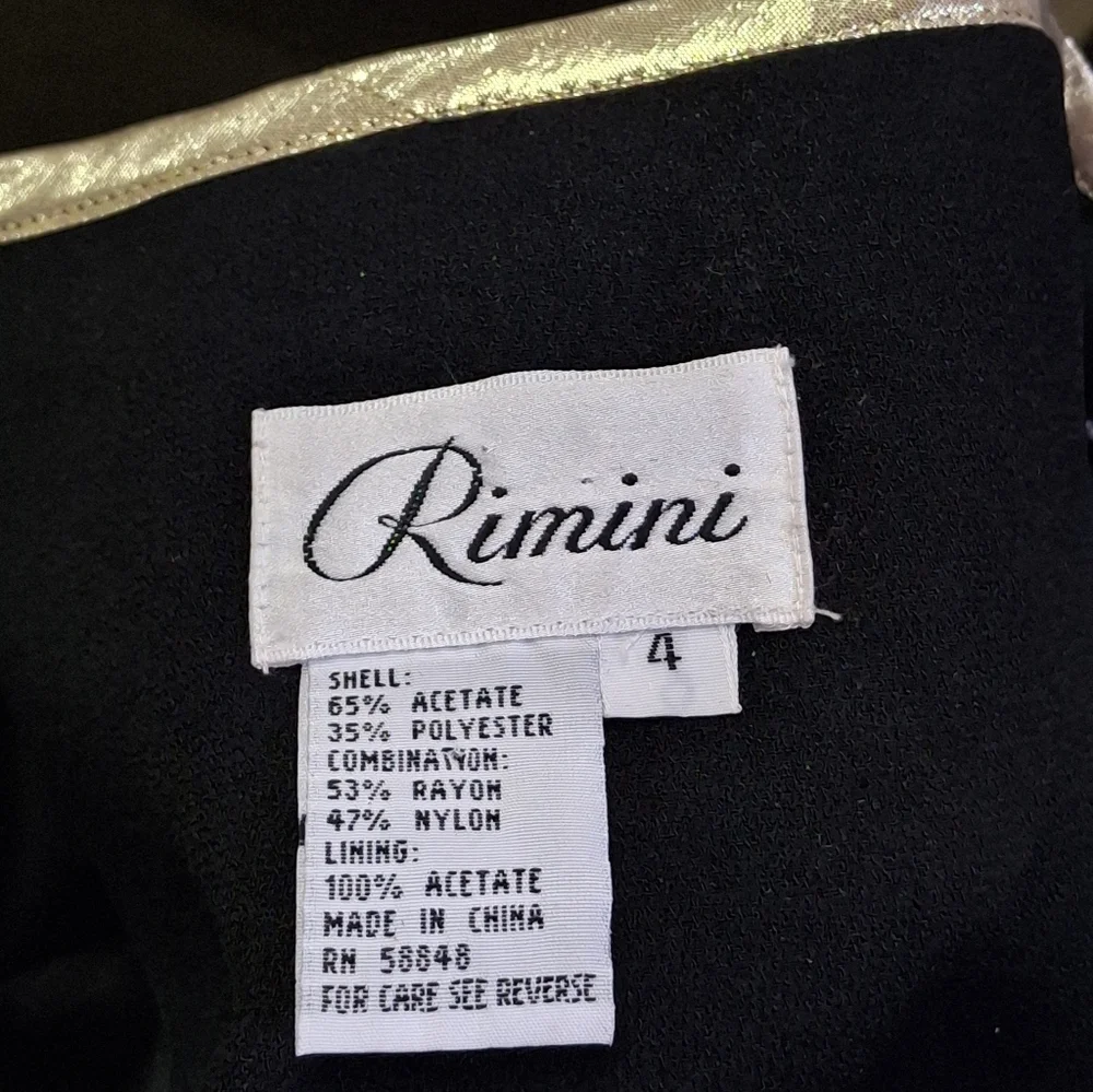 Vintage Rimini Black with Gold Trim Long Sleeve Blazer   Women Size 4 - Picture 2 of 16